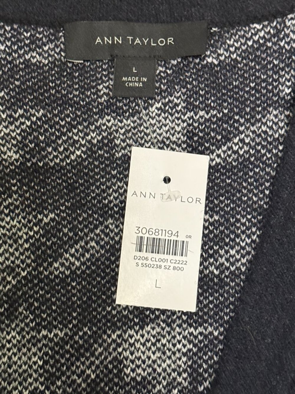 Ann Taylor Houndstooth Knit Cardigan Sweater - NWT - Women's Large Black White - Picture 3 of 7